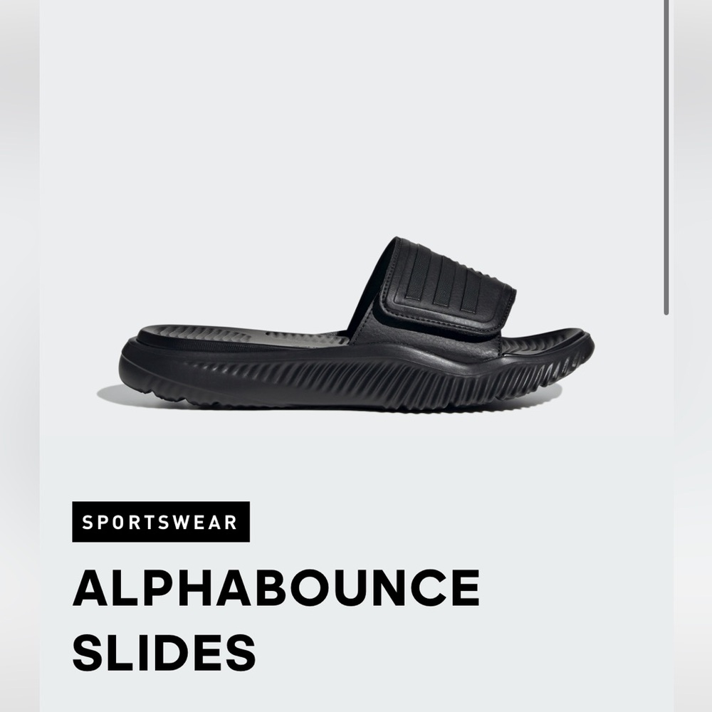 adidas Alphabounce Slide 2.0 Slippers  Casual Gym Swimming Black Mens sz 12